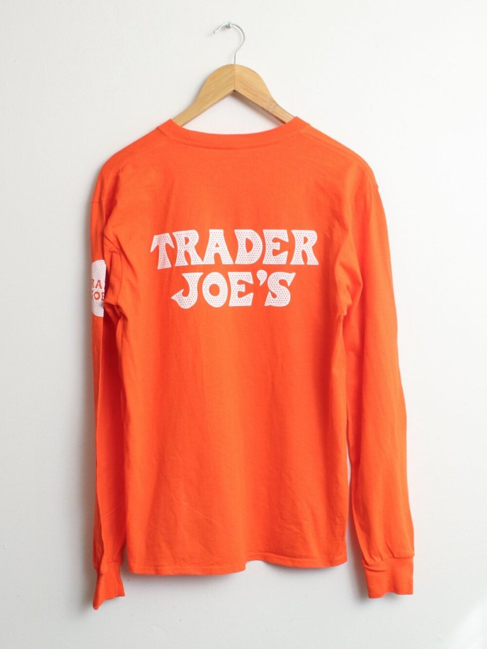 Trader Joe's Shirt Mens Medium Orange Employee Long Sleeve Tee